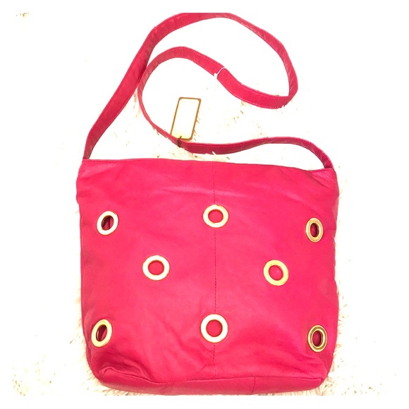 NWT leather designer Contessa tote bag fuschia NEW real leather unused Vintage - Picture 2 of 8